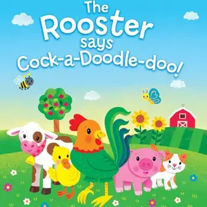 "Cute Rooster-Themed Board Book: 'Rooster Says Cock-A-Doodle-Doo' - Art-Inspired Early Learning Children's Book with Themed Clothing References"