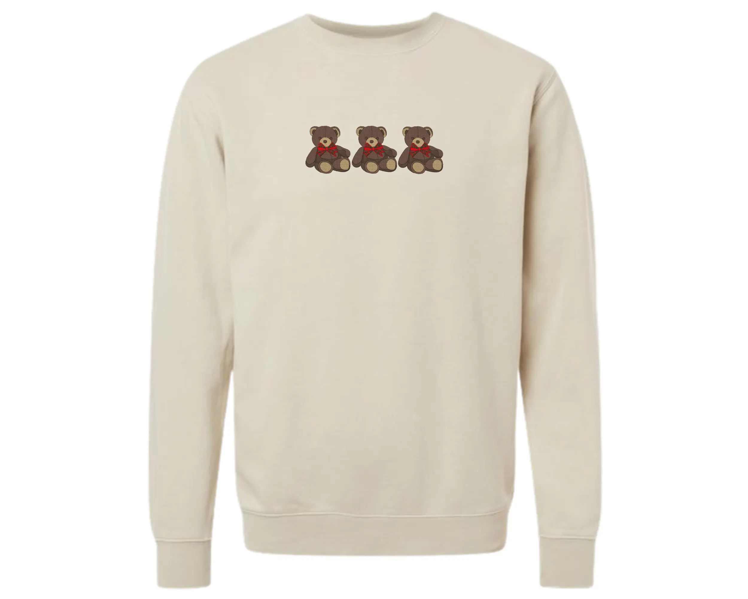 Embroidered Teddy Bear Sweatshirt, Teddy Bear Crewneck, Christmas Teddy Bear