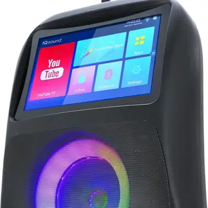 SUPERSONIC IQ Sound IQ-1506WK Portable Karaoke System with 14.1" Touchscreen 8" Speakers Android 12 Bluetooth 5.0 LED Wireless Mic