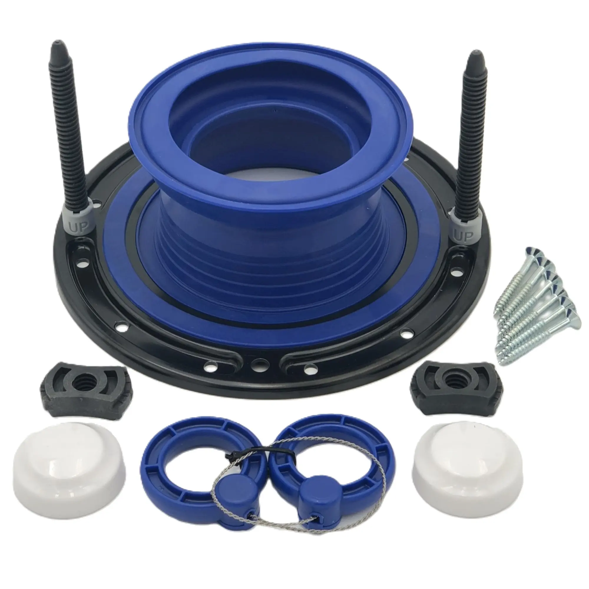 One-N-Done Premium Toilet Flange Repair Kit T10-OND-400-DS - Wax-Free Seal, Bolts & Caps - Universal Fit for 1/8" to 1 ½" Flanges - Easy Install Without Tools - Hardware