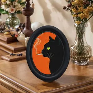 Funny Cat Wall Art, Framed Decorative Painting, Wooden Wall Art, Artwork, Unique Home Kitchen Office Decoration, Fun Gift, Holiday Gift