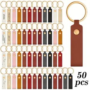 50pcs Faux Leather Keychain Blanks Bulk Laser Engraving Blanks Keychain Kit with Key Rings for Key Chains Craft, Handmade Gifts, Craft Supplies, Minimalist Design, Stylish Keychains, Highquality Blanks, Smooth Finish, Engraving Supplies