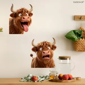 A set of two 30*30cm*2pcs new creative cow wall stickers (wall sticker) for decorating and beautifying festival home, living room, bedroom, corridor, kitchen background wall. Self-adhesive, M20413-KR, Wall Decal, Decorative Wall Sticker
