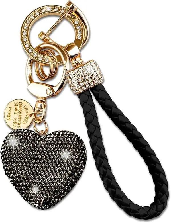Heart Keychain Wristlet Bling Keychains For Women Girls Key Chain For Car Keys Purse Charms Handbag Backpack Accessories