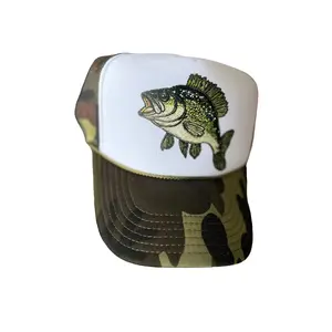 Faux Rhinestone Bass Fishing Trucker Hat