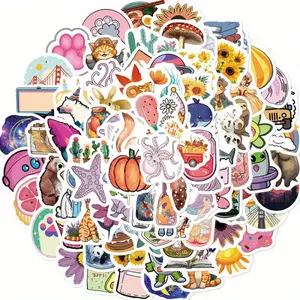 2 types of 200 cute little fresh wind stickers, waterproof material, DIY decorative guitar, notebook, luggage stickers.
