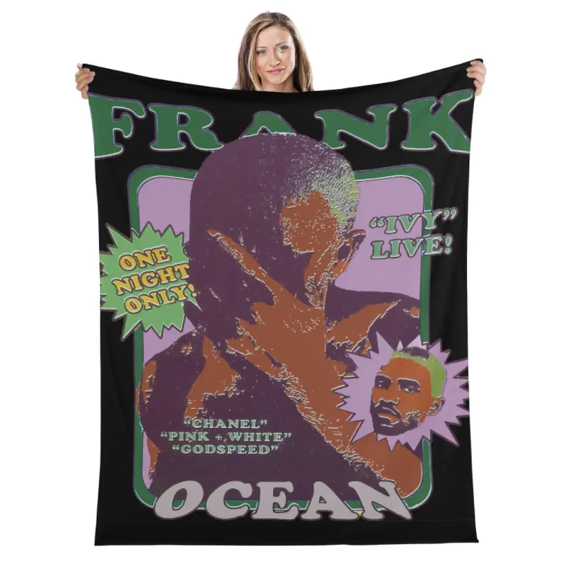 Frank Ocean Ivy Live Retro Print Soft Throw Blanket, Cozy Lightweight All Season Holiday Decor Blanket for Sofa Bed