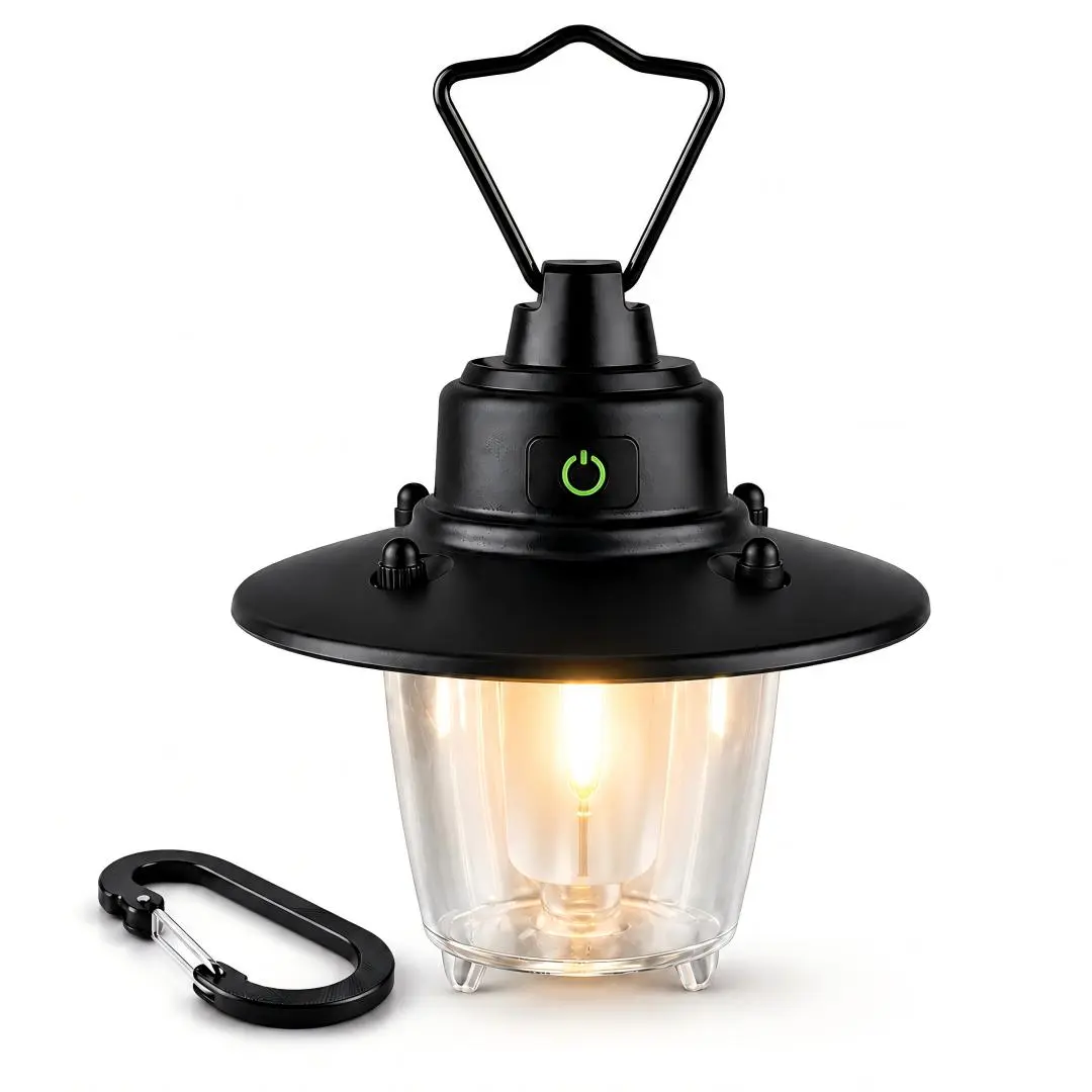 Retro LED Camping Lantern - Portable Rechargeable Cordless Lamp, Vintage Hanging Water Resistant Power Bank, Type-C Charging, 3 Light Modes for Tent Hiking, Portable Outdoor Decorative Lamps & Lighting Solutions
