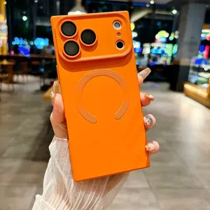 Square Skin Feel Lens Film Magnetic Protective Phone Case Cover for iPhone 11/12/13/14/15/16/17 Pro/plus/pro Max, Soft Touch, Shockproof Camera Protection