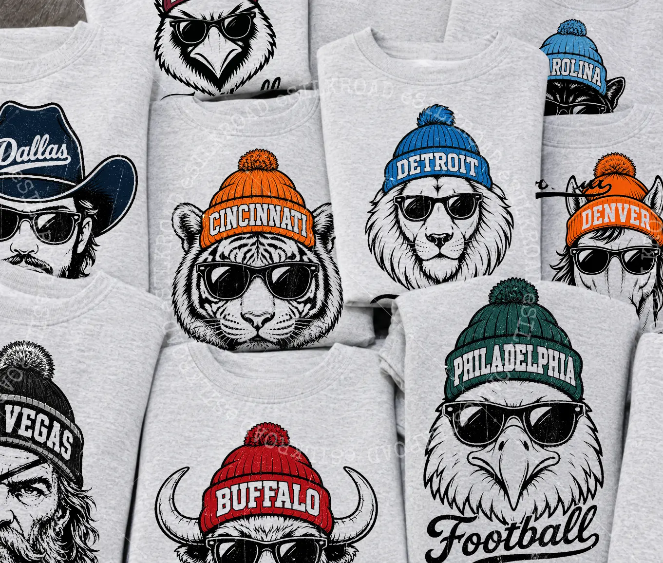 Vintage 90s All Team Football Mascot Sweatshirt - Ash Grey Color Retro 1960s Cowboy Game Day Crewneck, Unisex Pullover for Men and Women, Soft Cotton Blend Fan Gift, Classic Sportswear for Football Lovers - SR