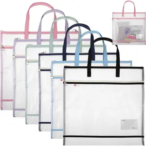 6 count Sew Project Bags 16 x 16 Inch Quilting Craft Organizer Storage Bags with Handle and Pocket  Sew Quilting Mesh Bag for Quilters Knitting Stitching Crafter, 6 Colors (Bright Colors)