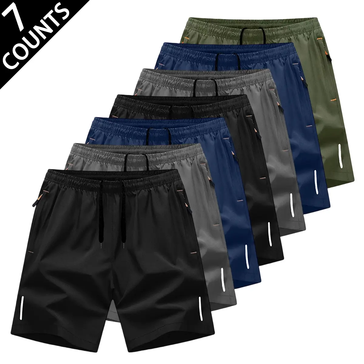 Men's 6-Piece Quick-Dry Athletic Shorts Set - Elastic Waist Drawstring, Zipper Pockets, Lightweight Breathable Athletic Training Shorts for Gym, Outdoor Workouts, Outdoor Workout Shorts
