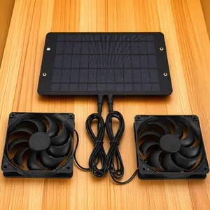 Solar Powered Dual Fan Ventilation System, Silent Energy Saving Exhaust Fan, Ventilator, Air Circulation Device for Home Outdoor Greenhouse Chicken House Pet Room