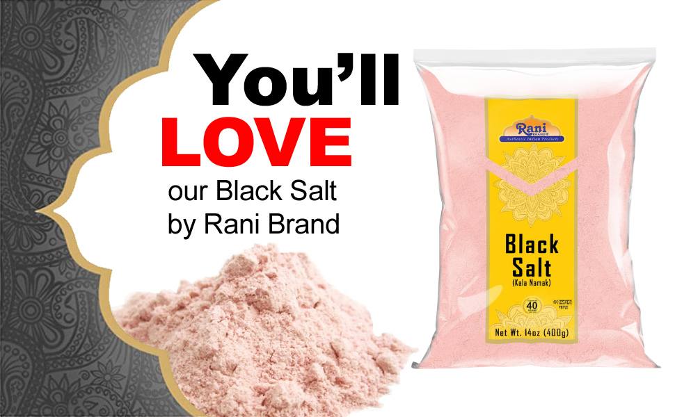 Rani Black Salt Powder (Kala Namak) Mineral 14oz (400g) ~ Unrefined, Pure and Natural | Vegan | Gluten Friendly | NON-GMO | Kosher | Indian Origin