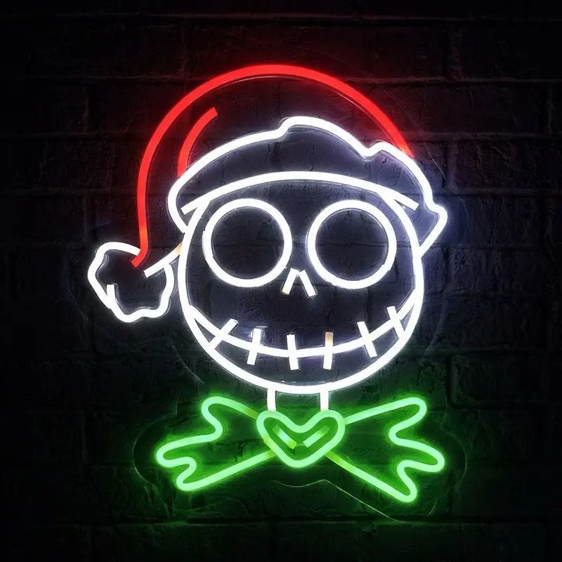 Spooky Santa Neon Wall Light – Halloween & Christmas Decor