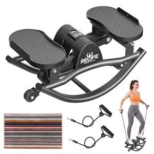 RELIFE REBUILD YOUR LIFE Rocking Stepper for Exercise at Home, 330LBS Weight Capacity, Low-Impact Mini Stepper Machine with Resistance Bands for Home