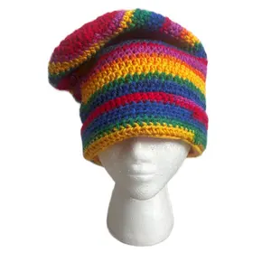 Juice Slouchy Beanie - Colorful Knit Beanie with Vertical Stripes in Assorted Colors
