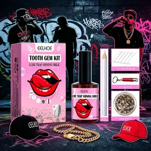Hip-Hop White Tooth Gem Kit, trendy dental jewelry for rappers and street style lovers. Easy to put on & take off, sturdy and durable, ideal for stage shows, music festivals and urban daily outfits.Sturdy rapper tooth grillz easy install and remove