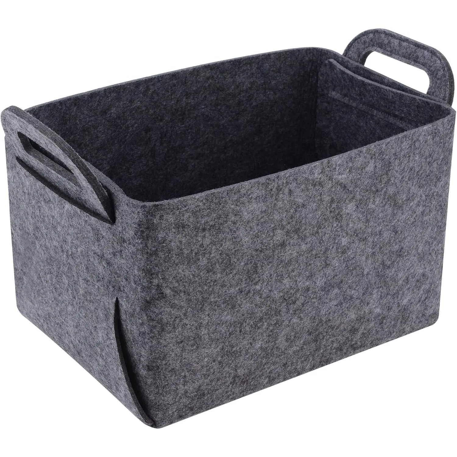 Storage Basket Felt Storage Bin Collapsible& Convenient Box Organizer with Carry Handles for Office Bedroom Closet   Toys Laundry (Grey, 13.8inch(L)x9.5inch(W)x8.3inch(H))