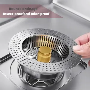 Upgraded 3 in 1 Kitchen Sink DrainStrainer - Stainless Steel Sink Stopper, Anti-Clogging Sink Food Catcher Basket,for USStandard 3 1/2 inch Drain tubber ware Combo Strainer Vegetable and Fruit supplies colander