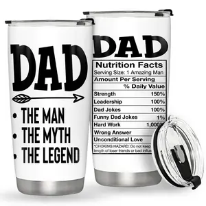 20oz Tumbler with Lid & Straw, 1 Count Dad Nutrition Facts Tumbler, Birthday Gifts for Dad from Daughter, Son, Husband Gifts, New Dad, Bonus Dad, Bottle