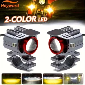 Heyword 1pc Lights/2pcs Lights+ Switch Motorcycle Headlights, Led Front Lights, LED light Lens light Modification Lamp LED High/Low Beam Light Suitable for Electric Motorcycle Motorbike Car Modification Auxiliary Lamp, Without Battery