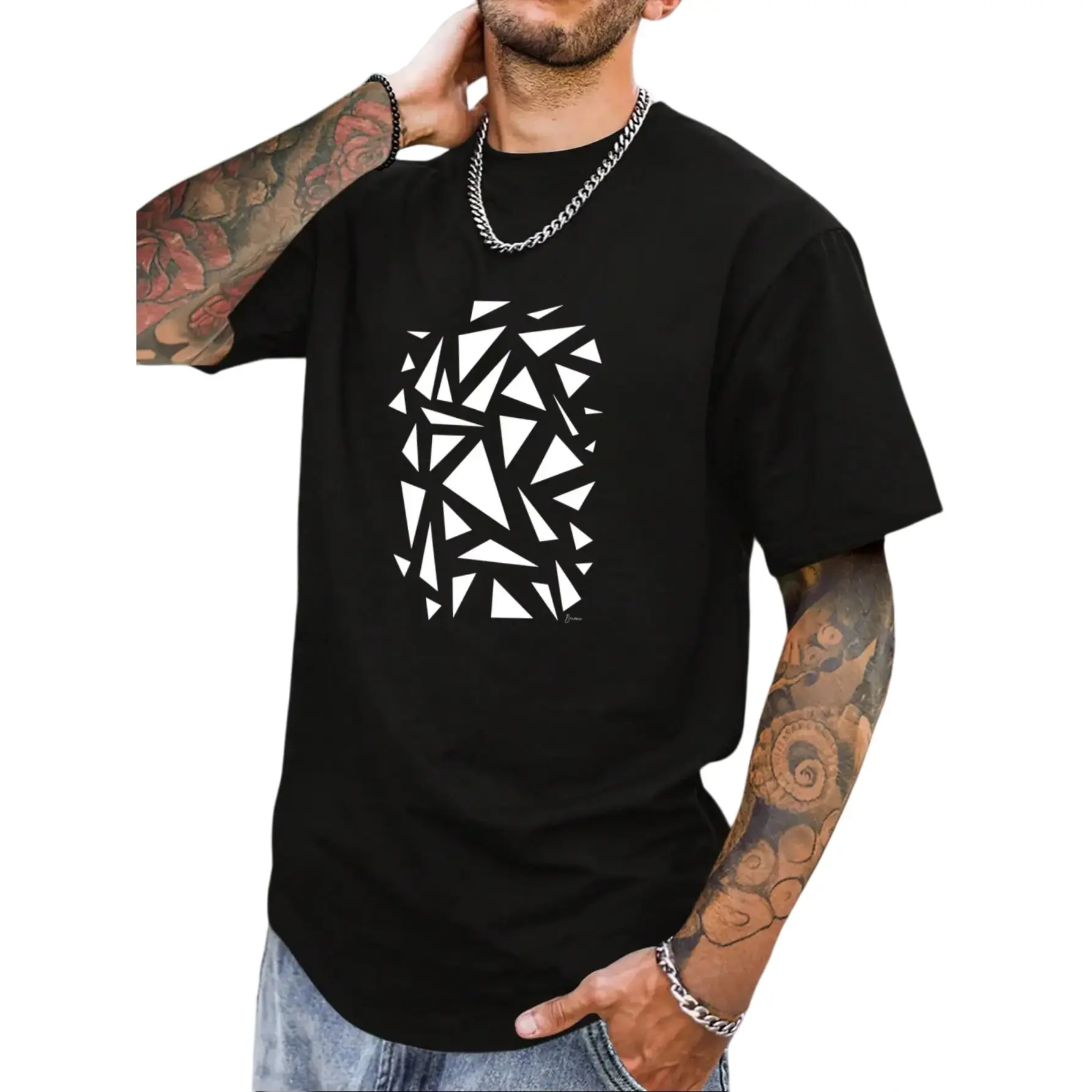 Triangle pattern geometry lines minimalist abstract T-Shirt