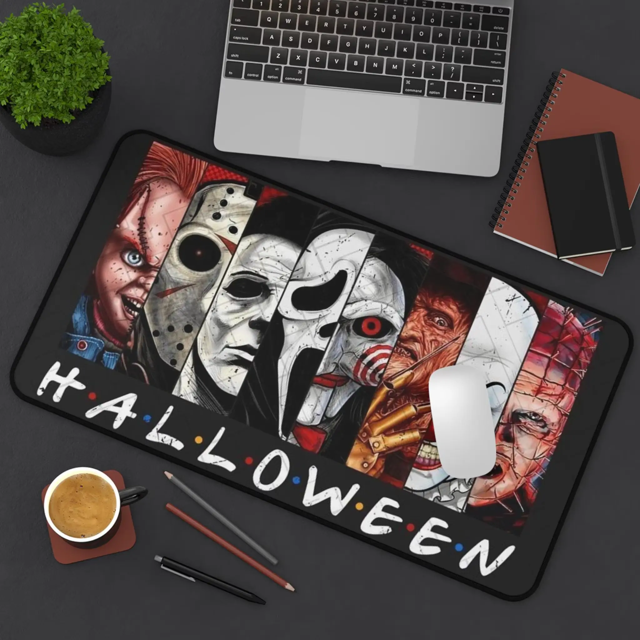 [SALE UP TO 45%] Halloween Horror Movie Desk Mat_ Spooky Gamer Office Decor