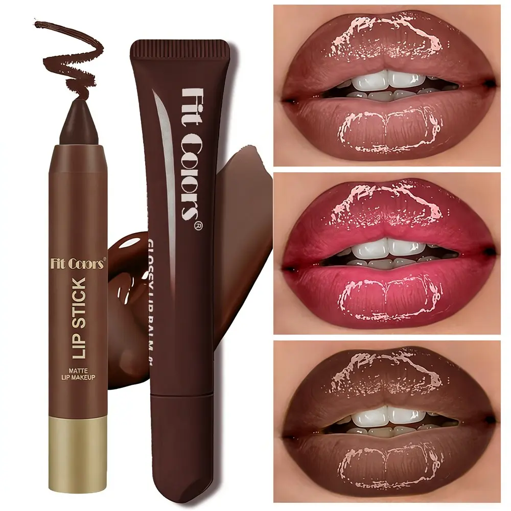 Fit Colors Matte Lip Liner and Moisturizing Lip Oil Set, Precise Lip Liner, for Easy Lip Line Definition with a Natural Nude Glossy Finish, Perfect Holiday Gift