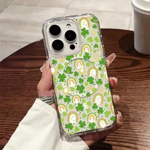 Joyful St. Patrick's Day themed magnetic phone case for iPhone 11 to 17 Pro Max, compatible with Galaxy S25, S24, S23 Ultra, and wireless charging. A perfect gift for birthdays, Valentine's Day, or couples.