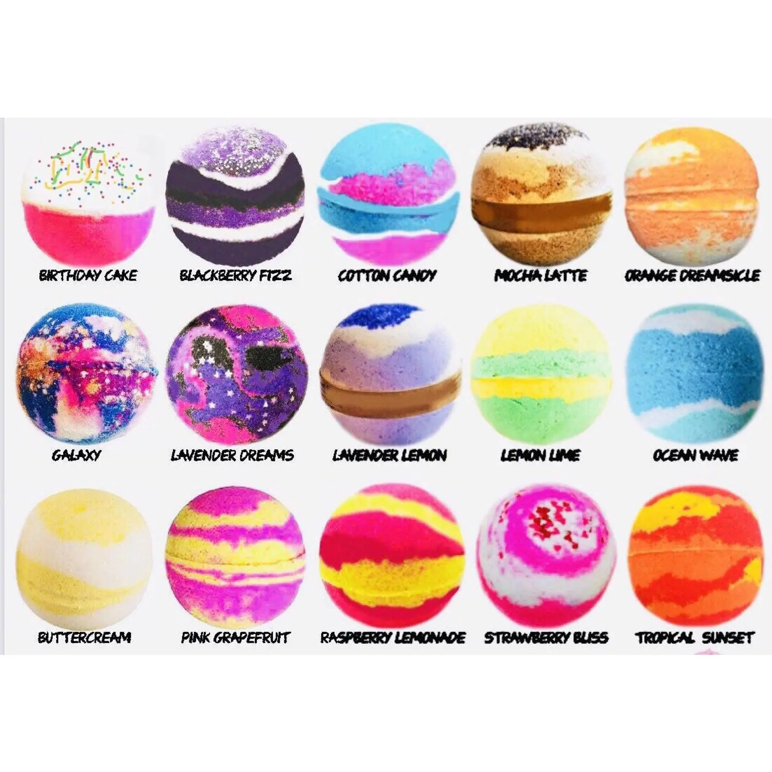Set of 12 Large Colorful Assorted Bath Bombs