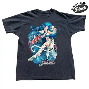 Vintage Darkstalkers Resurrection Tee, Cyber Cat Graphic Shirt, Mountain Dew Voltage Print, Retro Arcade Game Shirt, Gaming Fan Shirt, Limited Edition T-shirt
