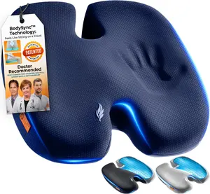 Seat Cushion, BodySync Technology with Non-Slip Gel & Memory  for ,  &  , Office Chair Cushion,  Seat Cushions for Driving (Dark Grey Blue)
