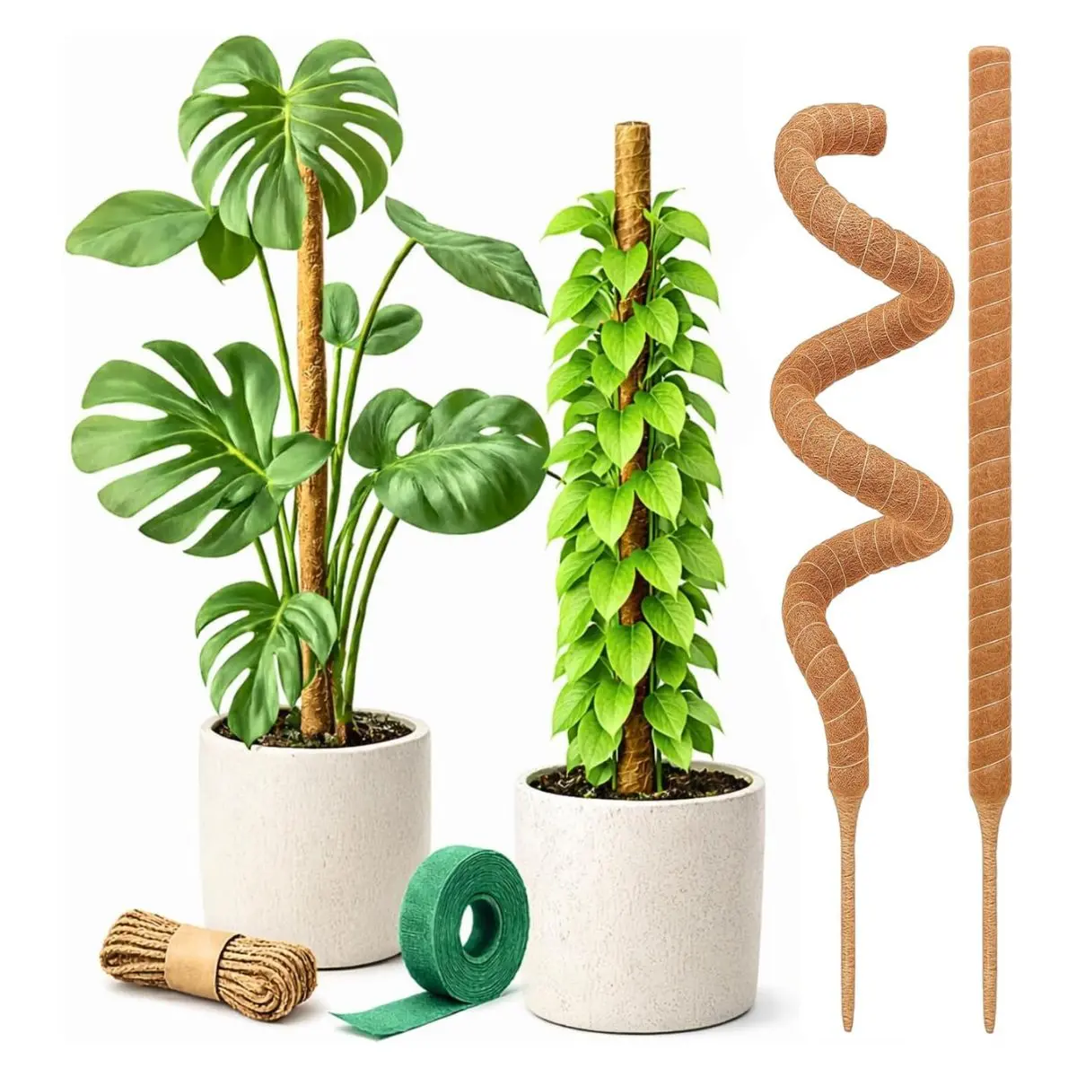 2 Pack 28" Bendable Moss Poles – Indoor Plant Support Stakes for Monstera & Climbing Plants