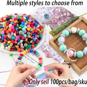 12mm Silicone Beads Kit, 100pcs/set Mixed Color Beads, DIY Jewelry Making Supplies, Beads Charms Accessories for Bracelet & Necklace & Keychain & Mobile Phone Craft Chain