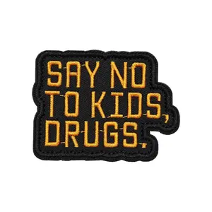 SAY NO TO KIDS Tactical Quotes Velcros Patch Fun Meme Hook Loop Fastener Badge Embroidered Design for Cap Jeans Molle Backpack