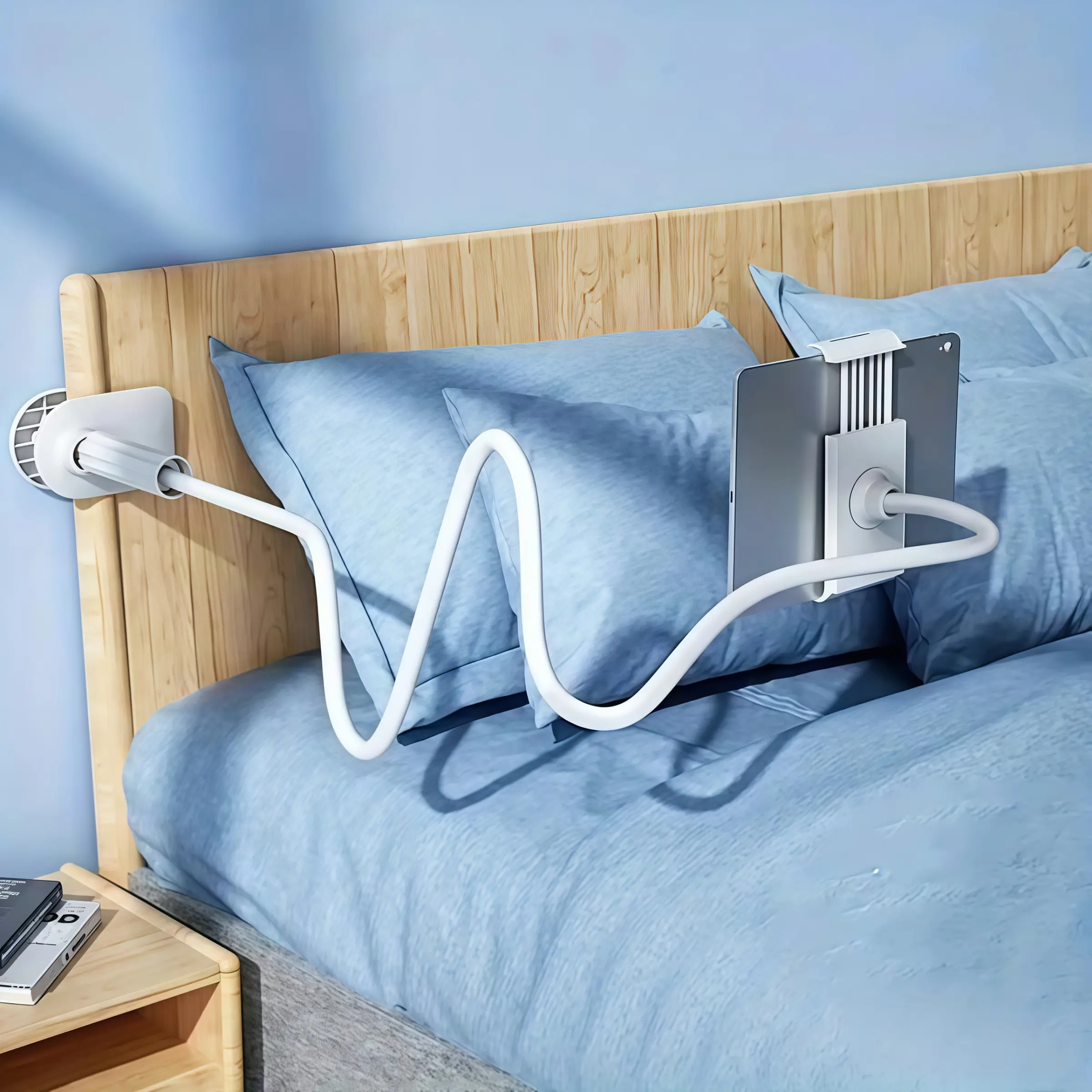 360-Degree Rotating Tablet and Phone Stand, Adjustable Bedside Mount with Flexible Spiral Base for Hands-Free Browsing, Perfect Bedside Companion for Tablets and Smartphones, Tablet Holder, Rotatable Stand, Tablet Stands