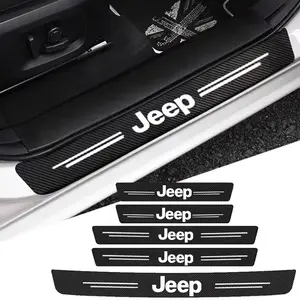 New 2026 Car with Logo Door Carbon Fiber Sill Protector Stickers For Grand Cherokee Wrangler JK Gladiator Compass Renegade Patriot car decoration accessoriess