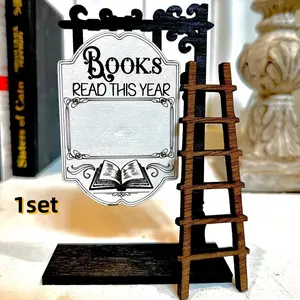 Reading Progress Tracker Set, Home Office Decor, Desk Shelf Placement, Book Reading Milestone Marker, Decorative Plaque, Wooden Plaque, Birch Harvested From China