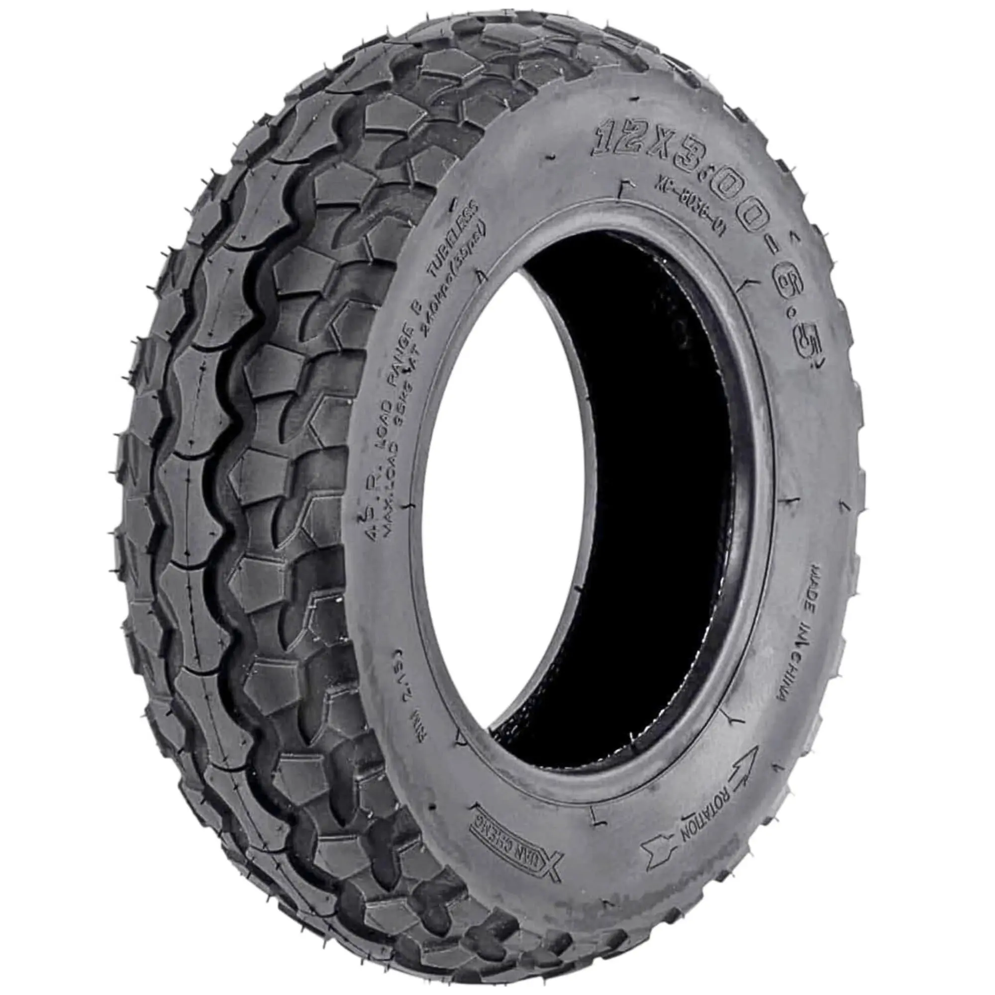 12x3.00-6.5 Tubeless Tire 12x3-6.5 Street Tire For High Speed Replacement for E-Scooter, Durable Anti-Puncture Road Tyre