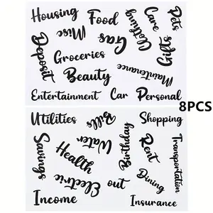 8 Pcs Cash Envelope Labels Stickers, A6 Budget Binder Labels, Words Money Organizer, Category Letter Stickers for Finance Planner, Adhesive Stickers, Sticky Labels