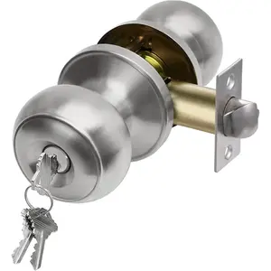 Hardware Keyed Entry Door Knob Set, Entrance Door Lock in Solid Stainless Steel For Exterior,Interior, Round Ball Handle, 1 Pack