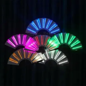 Glow Folding Led Fan Dancing Light Fan Night Show Halloween Christmas Hand Rave Lightweight
