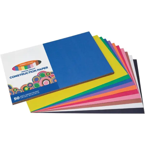 Arts & Crafts Construction Paper - 10 Assorted Colors, 12" x 18" Size, 50 Sheets for Kids' Educational Papercraft Projects