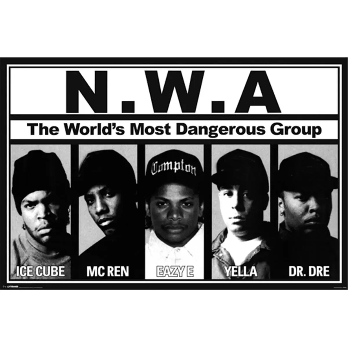 Hot Stuff Enterprise Z141-24x36-NA N.W.A. Hip-Hop Artistic Wall Poster, 24x36 in Group Photo Accent, Home Decor (Home Supplies)