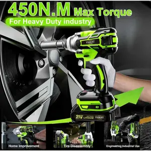 YUNXI Brushless impact wrench, 3-in-1 impact drill with 450 N torque, equipped with a lithium battery and a charger. It is ideal for household use and the disassembly and maintenance of small car wheel hubs. Durable in use, available with toolbox,  gift.