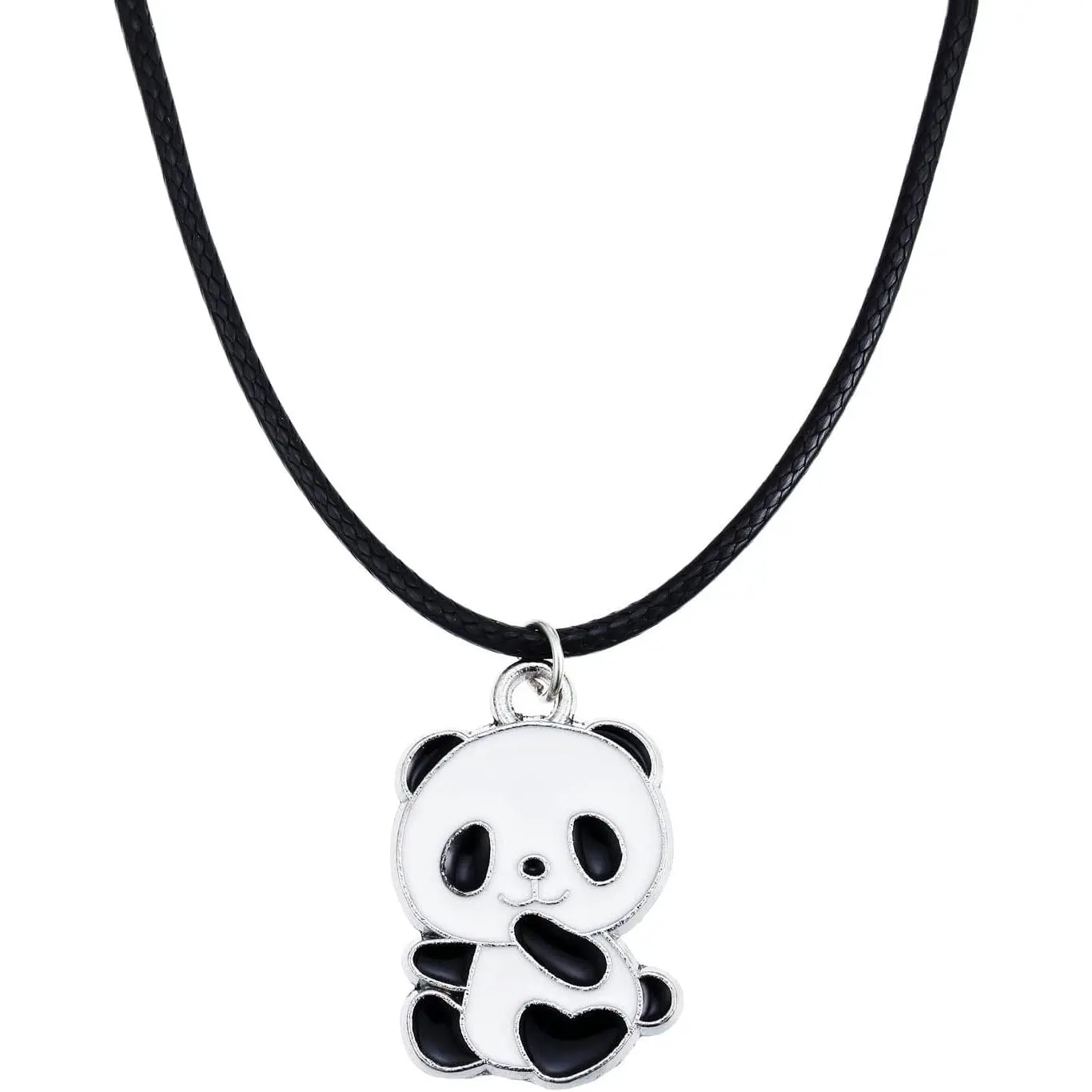 Cute Panda Pendant Necklace Set - Fashion Costume Jewelry with Matching Bracelet and Keychain