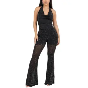 Mila Pants- Full of Rhinestones pants Stretchy  95%Polyester 5%Spandex