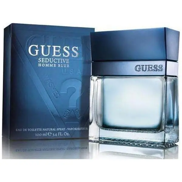 GUESS Seductive Homme Blue Eau de Toilette - Men's Aquatic Aromatic Citrus Woody Perfume with Cardamom, Coral Accord, Cashmere Wood Notes - 3.4 fl oz, Boxed Single Item, Boyfriend Gift, Liquid, Citrus Aquatic Cologne, Men's Fragrance