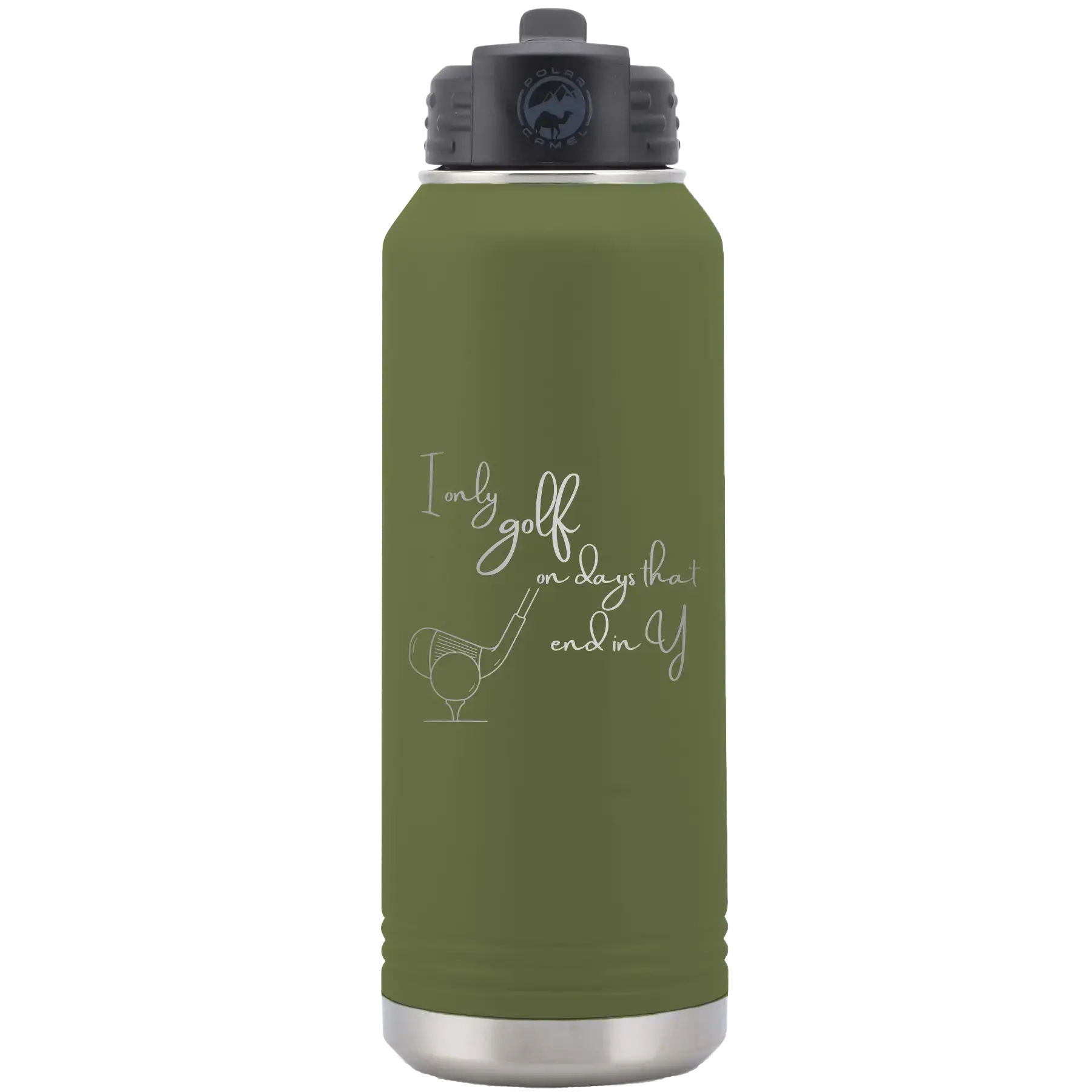 Personalized Days that end in Y 32 oz Water Bottle - Olive Green